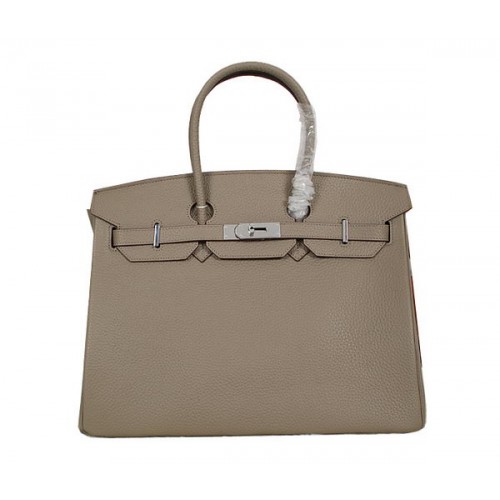 Hermes Birkin 35CM Tote Bag Grey Clemence Leather H35 Plata
