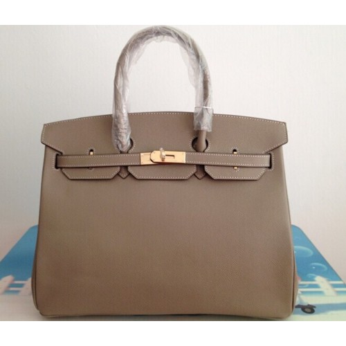 Hermes Birkin 35CM Tote Bag Gris Clemencia Cuero H6089 Oro