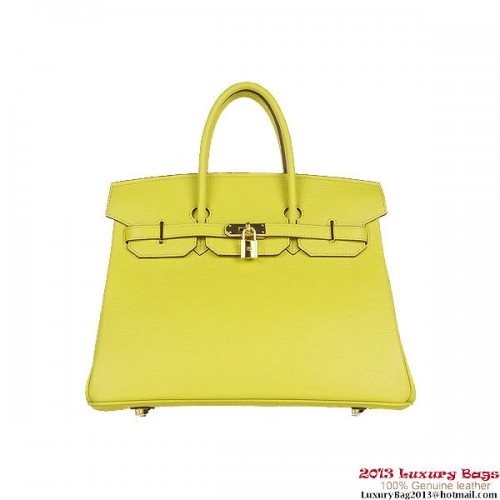 Hermes Birkin 35CM Tote Bag Limón Clemencia Cuero H6089 Oro