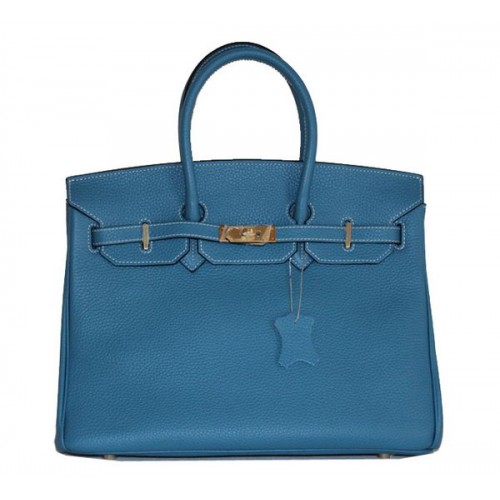 Hermes Birkin 35CM Tote Bag Light Blue Clemence Cuero H6089 Oro