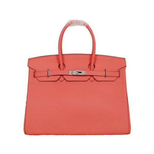 Hermes Birkin 35CM Tote Bag Light Red Clemence Leather H35 Plata