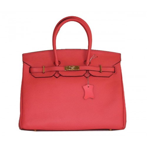 Hermes Birkin 35CM Tote Bag Light Red Clemence Cuero H6089 Oro