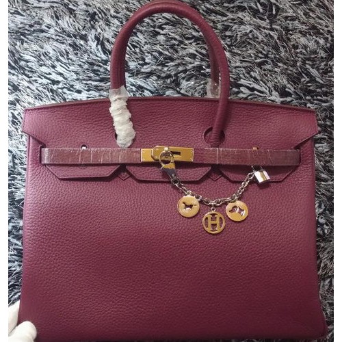 Hermes Birkin 35CM Tote Bag Litchi Leather HB35GL Púrpura