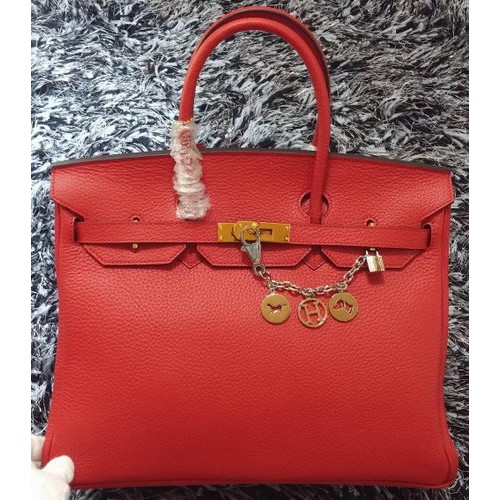 Hermes Birkin 35CM Tote Bag Litchi Leather HB35GL Rojo