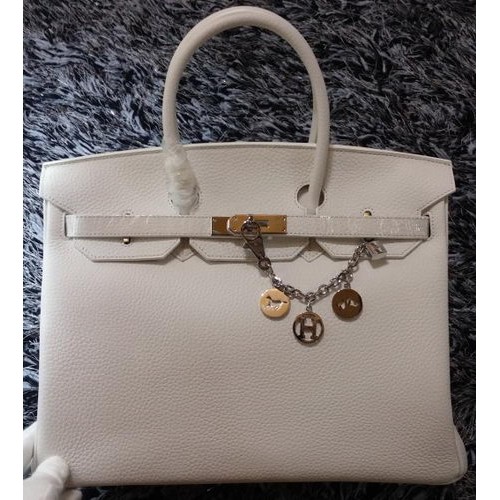 Hermes Birkin 35CM Tote Bag Litchi Leather HB35GL Blanco