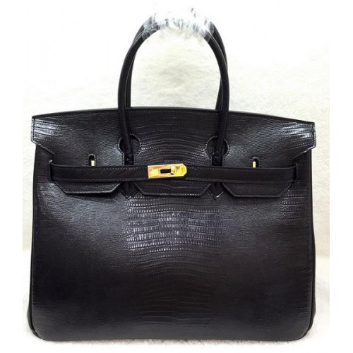 Hermes Birkin 35CM Tote Bag Lizard Leather HB35GL Negro