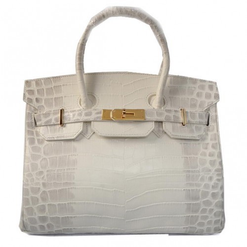 Hermes Birkin 35CM Tote Bag OffWhite Croco Cuero Oro