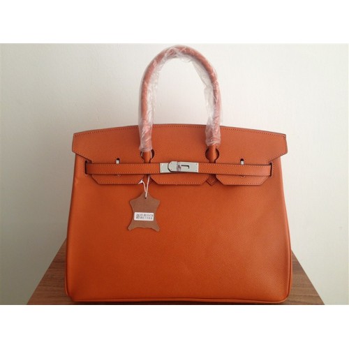 Hermes Birkin 35CM Tote Bag Orange Clemence Leather H6089 Plata