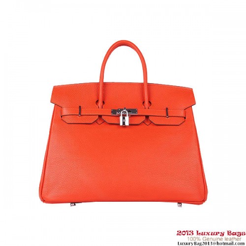 Hermes Birkin 35CM Tote Bag Orange Clemence Leather H6089 Plata