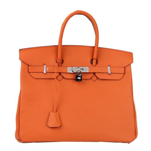 Hermes Birkin 35CM bolso de mano naranja cuero original H35 plata