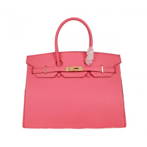 Hermes Birkin 35CM Tote Bag Pink Clemence Leather H35 Gold