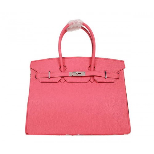 Hermes Birkin 35CM Tote Bag Pink Clemence Leather H35 Plata