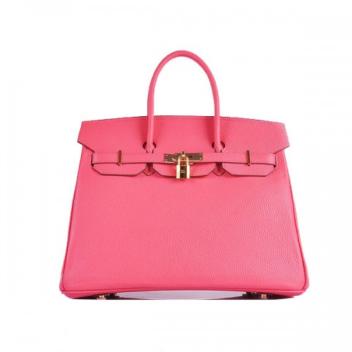 Hermes Birkin 35CM bolso de mano rosa cuero granulado H6089 oro