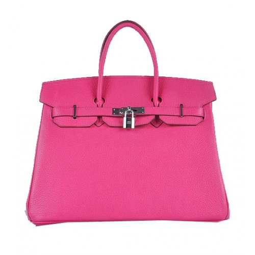 Hermes Birkin 35CM Tote Bag Rosy Granulado Cuero Plata