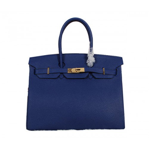Hermes Birkin 35CM Tote Bag RoyalBlue Clemence Cuero H35 Oro
