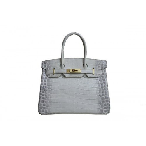 Hermes Birkin 35CM Tote Bag White Croco Leather H35 Gold