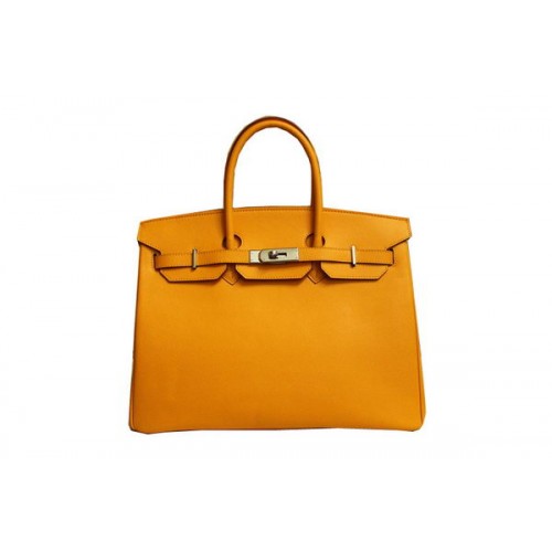 Hermes Birkin 35CM Tote Bag Amarillo Cuero Original BK35 Oro