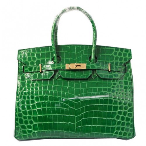 Hermes Birkin 35CM Tote Bolsas Verde Iridescent Croco Leather Gold