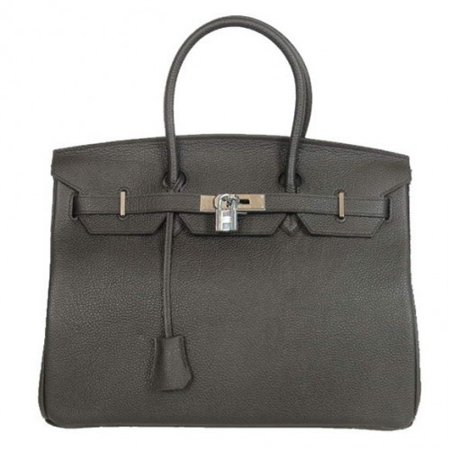 Hermes Birkin 35CM Tote Bolsas Suave Togo Cuero Negro Plata