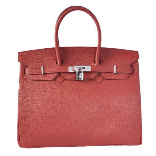 Hermes Birkin 35CM Tote Bolsas Suave Togo Cuero Burdeos Plata