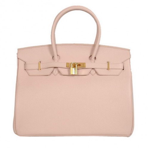 Hermes Birkin 35CM Tote Bolsas Smooth Togo Leather Pink Golden