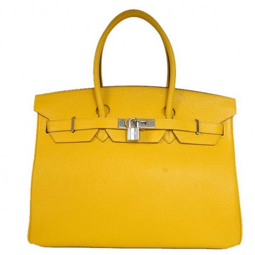 Hermes Birkin 35CM Tote Bolsas Smooth Togo Leather Turquía Amarillo Plata