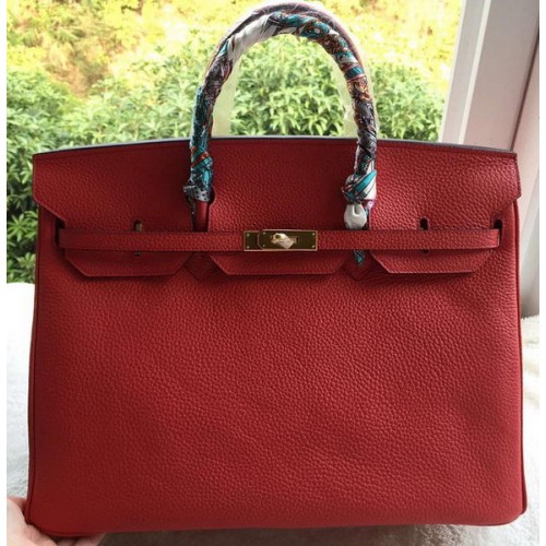Hermes Birkin 40CM Bolso Rojo Litchi Cuero BK40 Oro