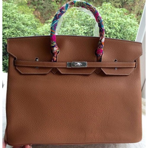 Hermes Birkin 40CM Bolso Trigo Litchi Cuero BK40 Plata
