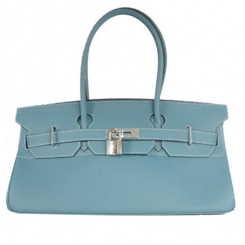 Hermes Birkin 42cm JPG Birkin Togo Leather Blue Bag Hardware de plata