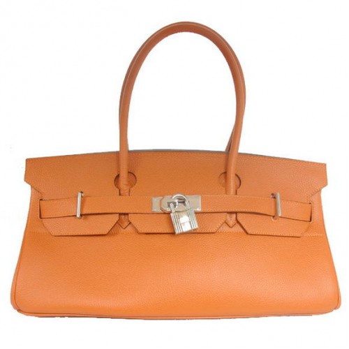 Hermes Birkin 42cm JPG Birkin Togo Leather Orange Bag Hardware de plata