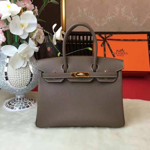 Hermes Birkin Bag Cuero Original 17825 Gris