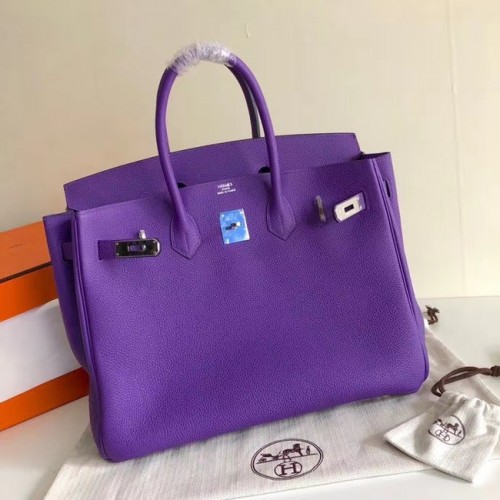 Hermes Birkin Bolso de cuero original 35CM 17825 púrpura
