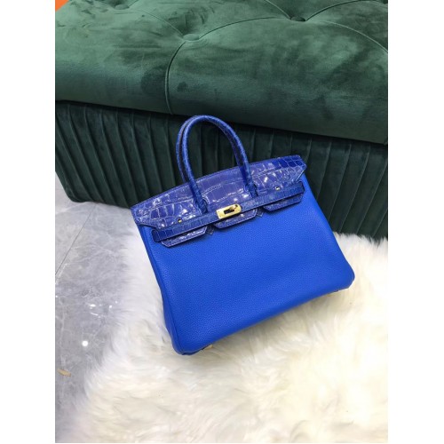 Hermes Birkin Bolso Original Cuero cocodrilo togo HBK2530 Electro azul optico