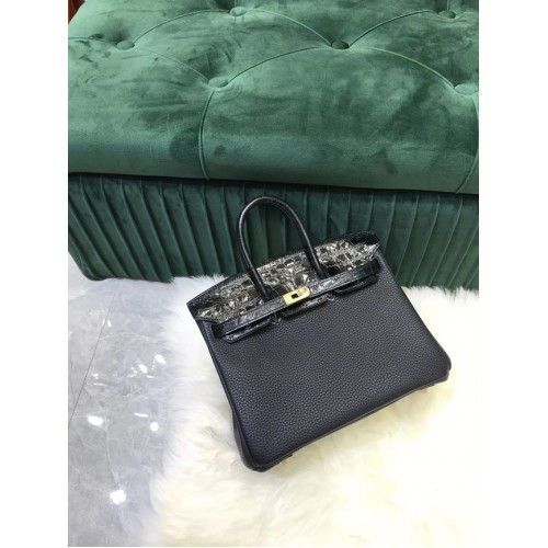 Hermes Birkin Bag Original cuero cocodrilo togo HBK2530 negro