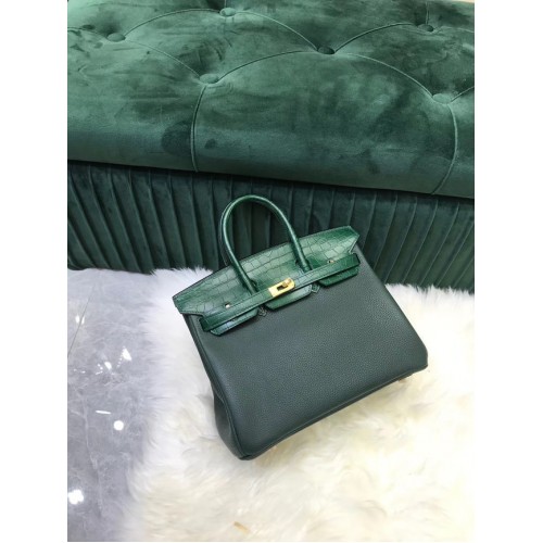 Hermes Birkin Bag Original Leather cocodrilo togo HBK2530 verde negruzco