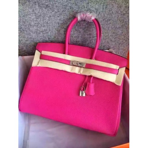 Hermes Birkin Bolso Original Togo Cuero 17825 Rosa