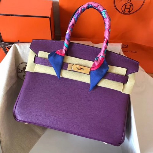 Hermes Birkin Tote Bag Original Togo Leather BK35 púrpura