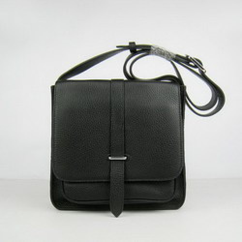 Hermes Negro cuero de vaca bolsas de mensajero H2811