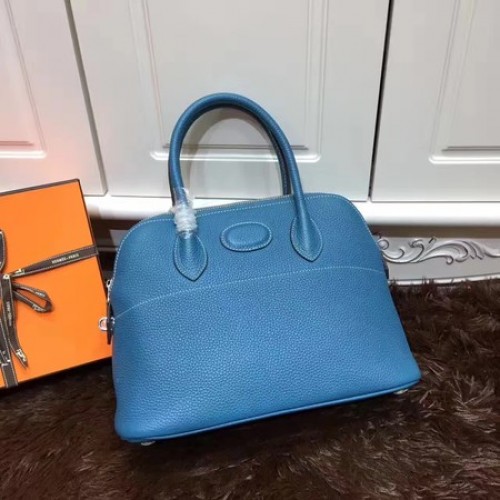 Hermes Bolide 31CM Bolso tote de piel de becerro B3302 Azul