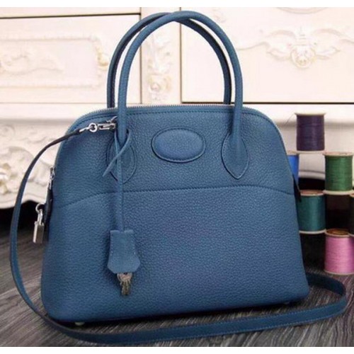 Hermes Bolide 37CM Bolso tote de piel de becerro B1004 Azul