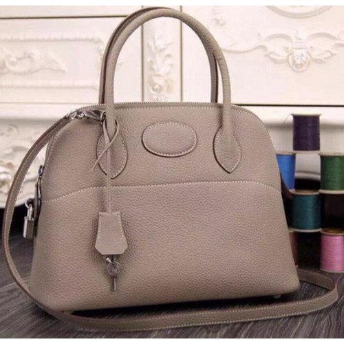 Hermes Bolide 37CM Bolso tote de piel de becerro B1004 Gris claro