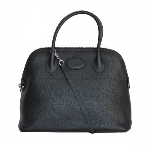 Hermes Bolide 37CM piel de becerro bolsas de asas de cuero H509084 Negro