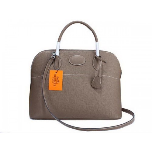 Hermes Bolide 37CM piel de becerro bolsas de asas de cuero H509084 gris