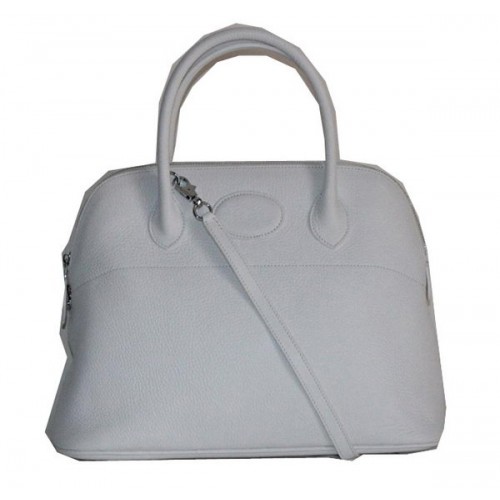 Hermes Bolide 37CM piel de becerro bolsas de asas de cuero H509084 blanco