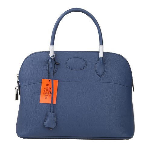 Hermes Bolide 37CM Tote Bolsas de piel de becerro azul