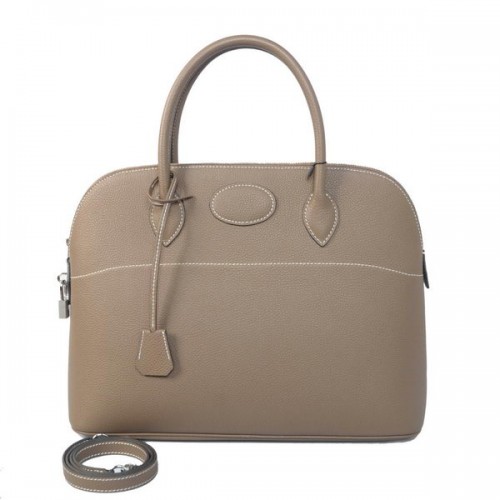 Hermes Bolide 37CM Tote Bolsas de cuero de becerro gris