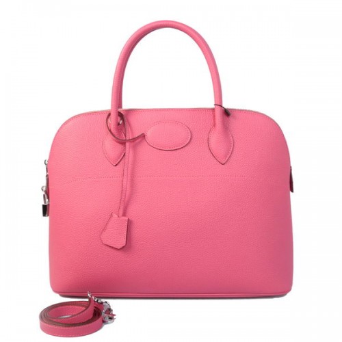 Hermes Bolide 37CM Bolsas de asas de piel de becerro rosa