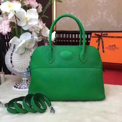Hermes Bolide bolso de mano de cuero original B1007 verde