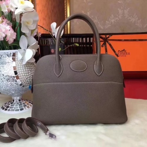 Hermes Bolide bolso de mano de cuero original B1007 gris