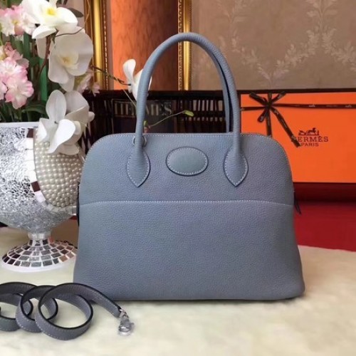 Hermes Bolide bolso de mano de cuero original B1007 azul cielo